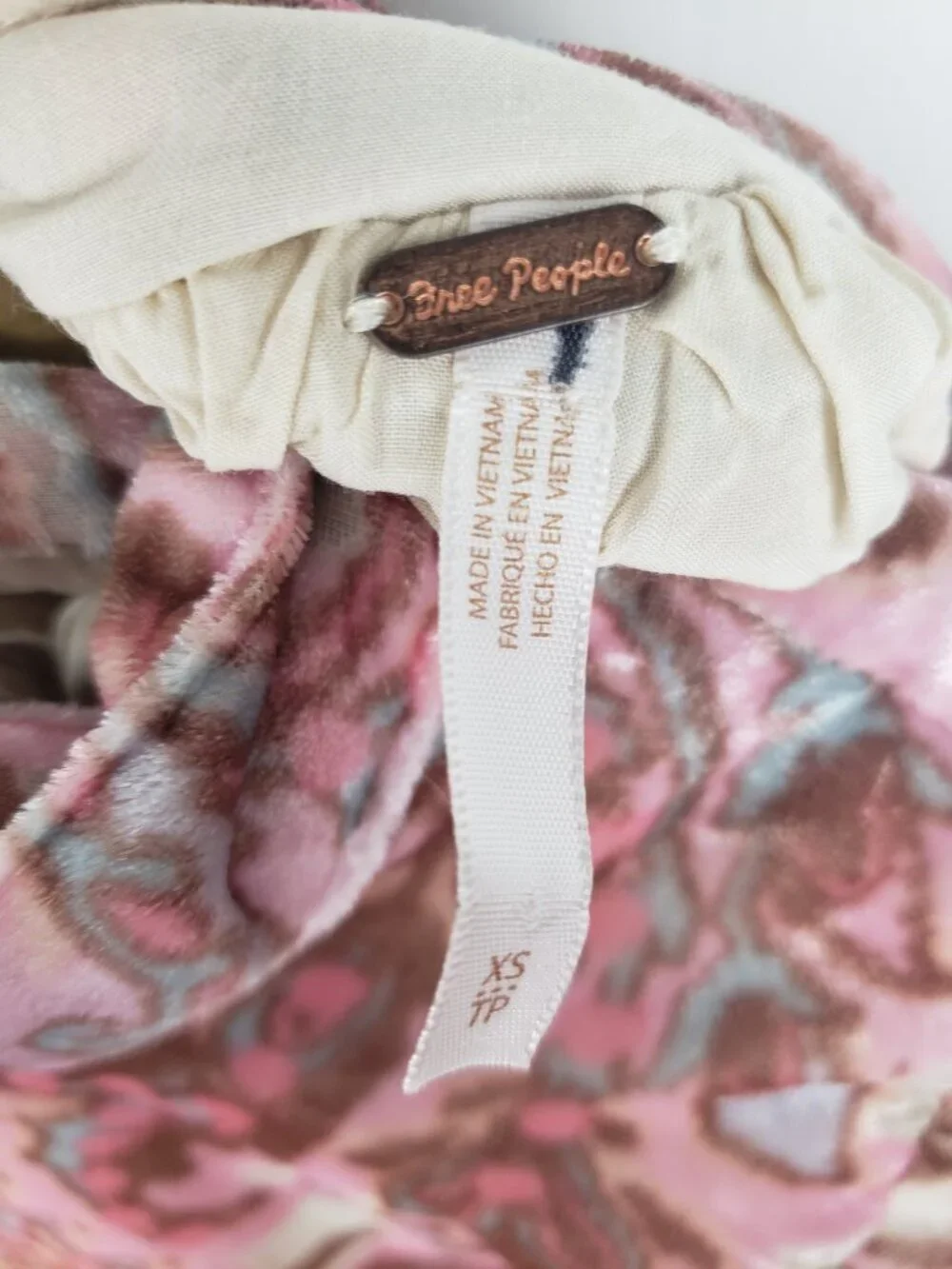Free People All The Time Velvet Mini Dress Petal Pink Paisley Babydoll Womens XS